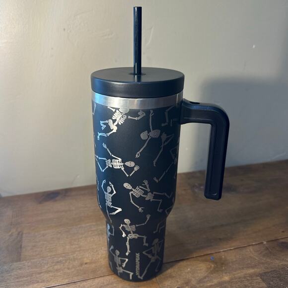 Hydrapeak Dancing Skeletons Voyager 40oz Steel Tumbler Gently Used Spooky Season - Picture 1 of 12